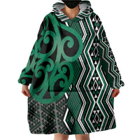 Maori Taniko Patterns Wearable Blanket Hoodie Pounamu Patiki Motifs Mix Whakairo Ngaru LT7 - Polynesian Pride