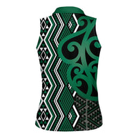 Maori Taniko Patterns Women Sleeveless Polo Shirt Pounamu Patiki Motifs Mix Whakairo Ngaru LT7 - Polynesian Pride