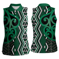 Maori Taniko Patterns Women Sleeveless Polo Shirt Pounamu Patiki Motifs Mix Whakairo Ngaru LT7 - Polynesian Pride