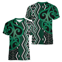 Maori Taniko Patterns Women V-Neck T-Shirt Pounamu Patiki Motifs Mix Whakairo Ngaru LT7 - Polynesian Pride