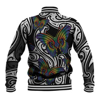 Aotearoa Takatapui Pride Baseball Jacket Rainbow Butterfly - Free To Love