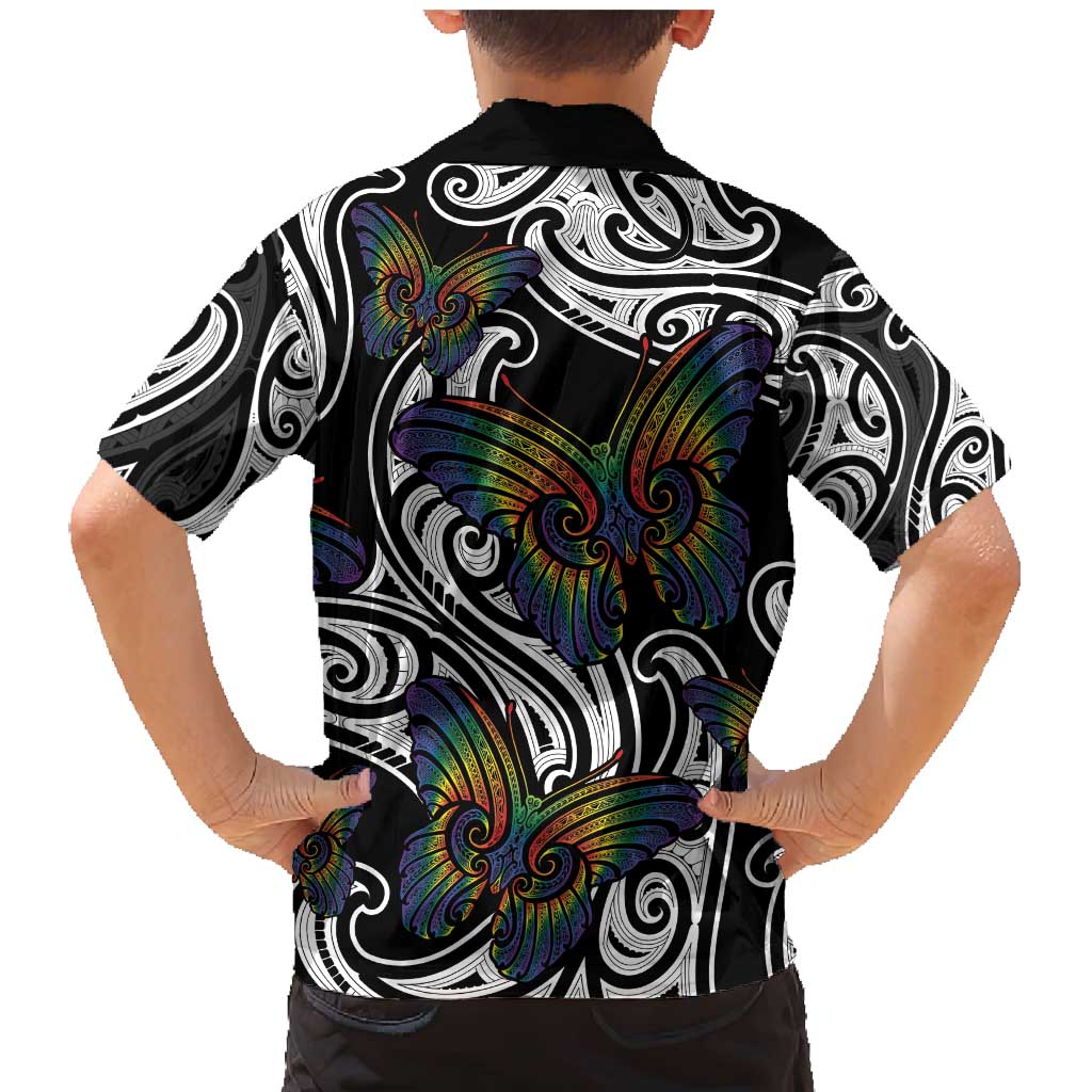 Aotearoa Takatapui Pride Family Matching Mermaid Dress and Hawaiian Shirt Rainbow Butterfly - Free To Love LT7 - Polynesian Pride