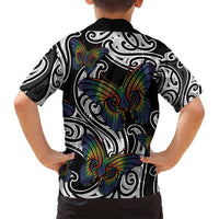 Aotearoa Takatapui Pride Family Matching Off Shoulder Maxi Dress and Hawaiian Shirt Rainbow Butterfly - Free To Love LT7 - Polynesian Pride