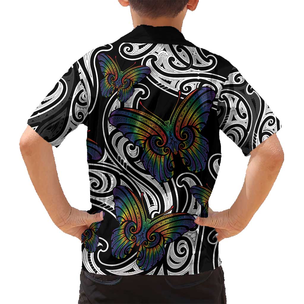 Aotearoa Takatapui Pride Family Matching Puletasi and Hawaiian Shirt Rainbow Butterfly - Free To Love LT7 - Polynesian Pride