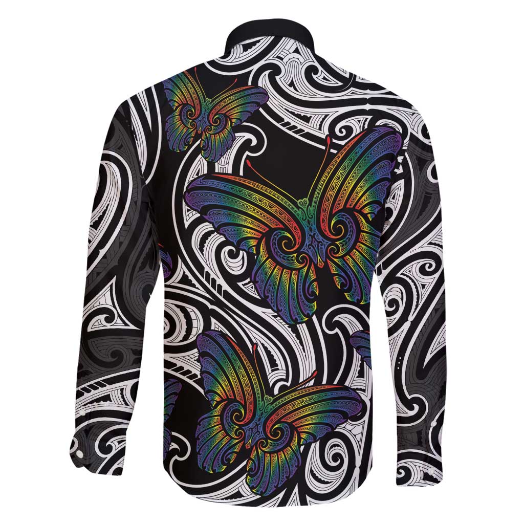 Aotearoa Takatapui Pride Family Matching Puletasi and Hawaiian Shirt Rainbow Butterfly - Free To Love LT7 - Polynesian Pride