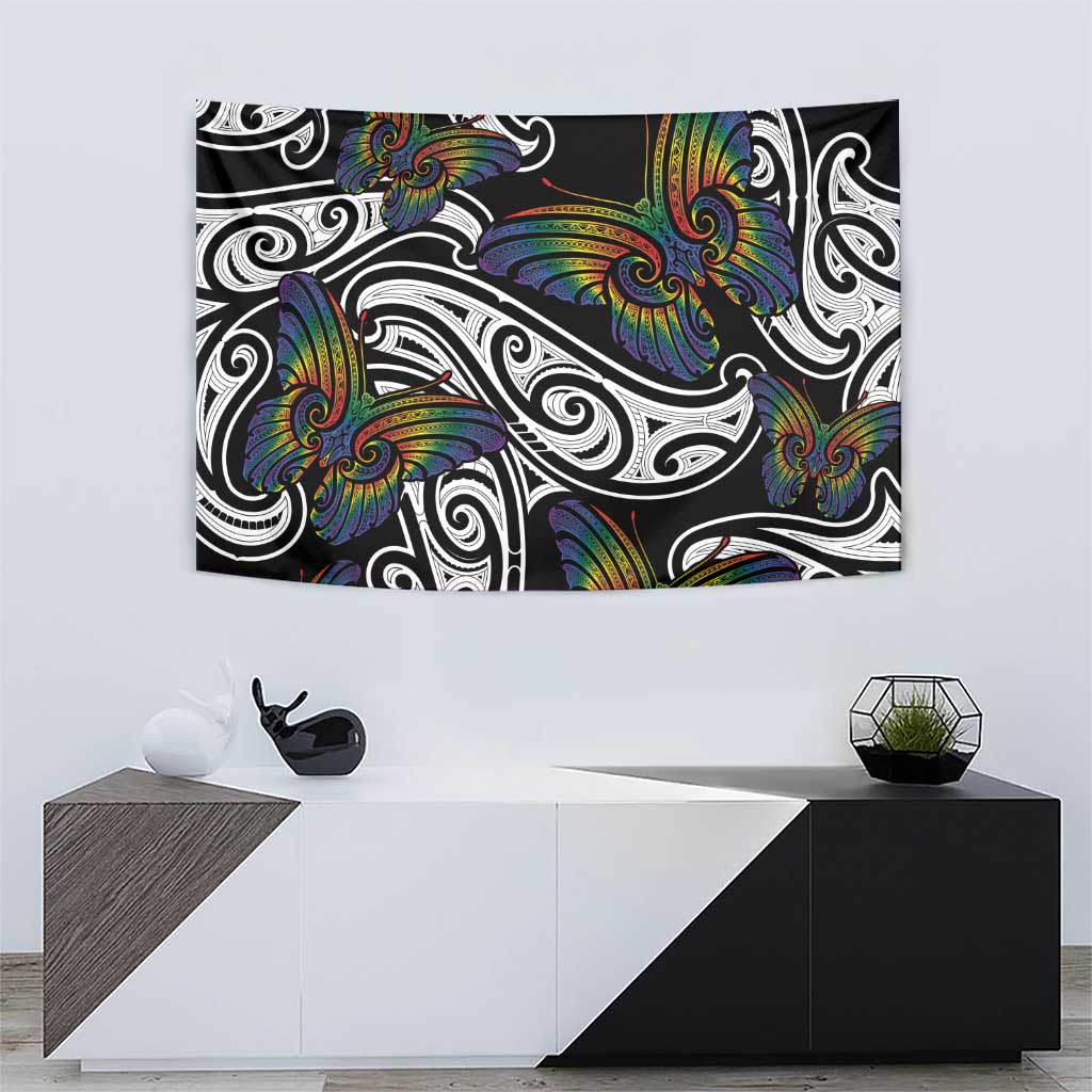 Aotearoa Takatapui Pride Tapestry Rainbow Butterfly - Free To Love