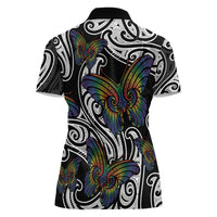 Aotearoa Takatapui Pride Women Polo Shirt Rainbow Butterfly - Free To Love LT7 - Polynesian Pride