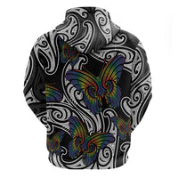 Aotearoa Takatapui Pride Zip Hoodie Rainbow Butterfly - Free To Love LT7 - Polynesian Pride