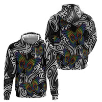 Aotearoa Takatapui Pride Zip Hoodie Rainbow Butterfly - Free To Love LT7 - Polynesian Pride