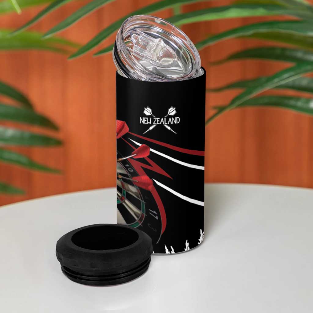 New Zealand Darts Personalised 4 in 1 Can Cooler Tumbler Silver Fern Dynamic