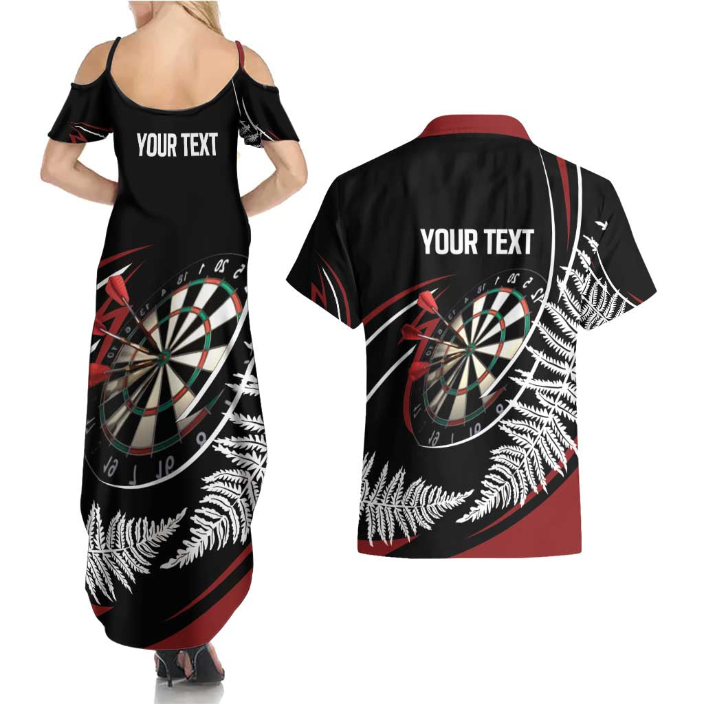 New Zealand Darts Personalised Couples Matching Summer Maxi Dress and Hawaiian Shirt Silver Fern Dynamic LT7 - Polynesian Pride