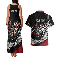 New Zealand Darts Personalised Couples Matching Tank Maxi Dress and Hawaiian Shirt Silver Fern Dynamic LT7 - Polynesian Pride