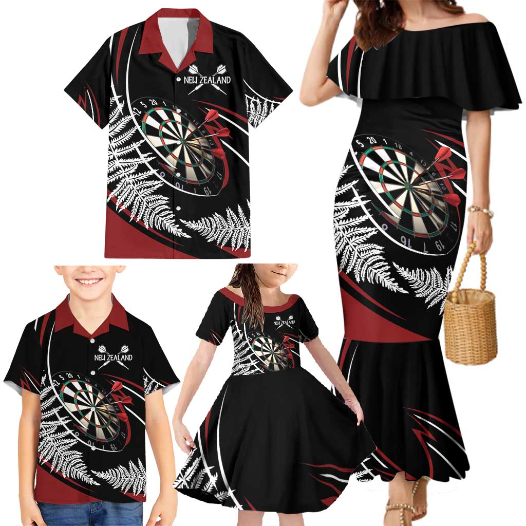 New Zealand Darts Personalised Family Matching Mermaid Dress and Hawaiian Shirt Silver Fern Dynamic LT7 - Polynesian Pride