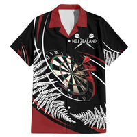 New Zealand Darts Personalised Family Matching Mermaid Dress and Hawaiian Shirt Silver Fern Dynamic LT7 Dad's Shirt - Short Sleeve Red - Polynesian Pride
