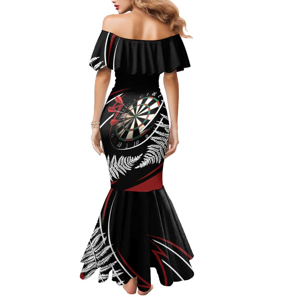New Zealand Darts Personalised Family Matching Mermaid Dress and Hawaiian Shirt Silver Fern Dynamic LT7 - Polynesian Pride