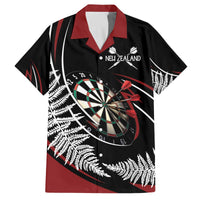 New Zealand Darts Personalised Family Matching Off The Shoulder Long Sleeve Dress and Hawaiian Shirt Silver Fern Dynamic LT7 Dad's Shirt - Short Sleeve Red - Polynesian Pride