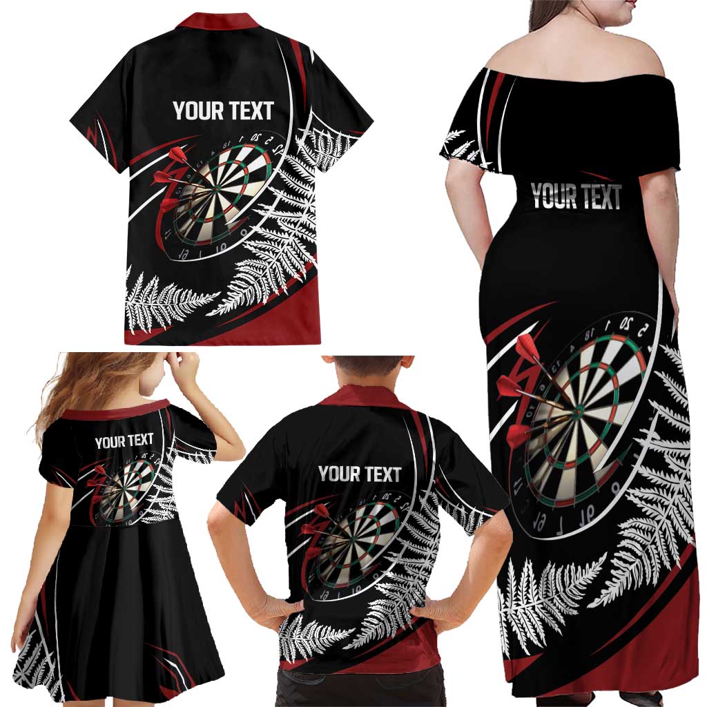 New Zealand Darts Personalised Family Matching Off Shoulder Maxi Dress and Hawaiian Shirt Silver Fern Dynamic LT7 - Polynesian Pride