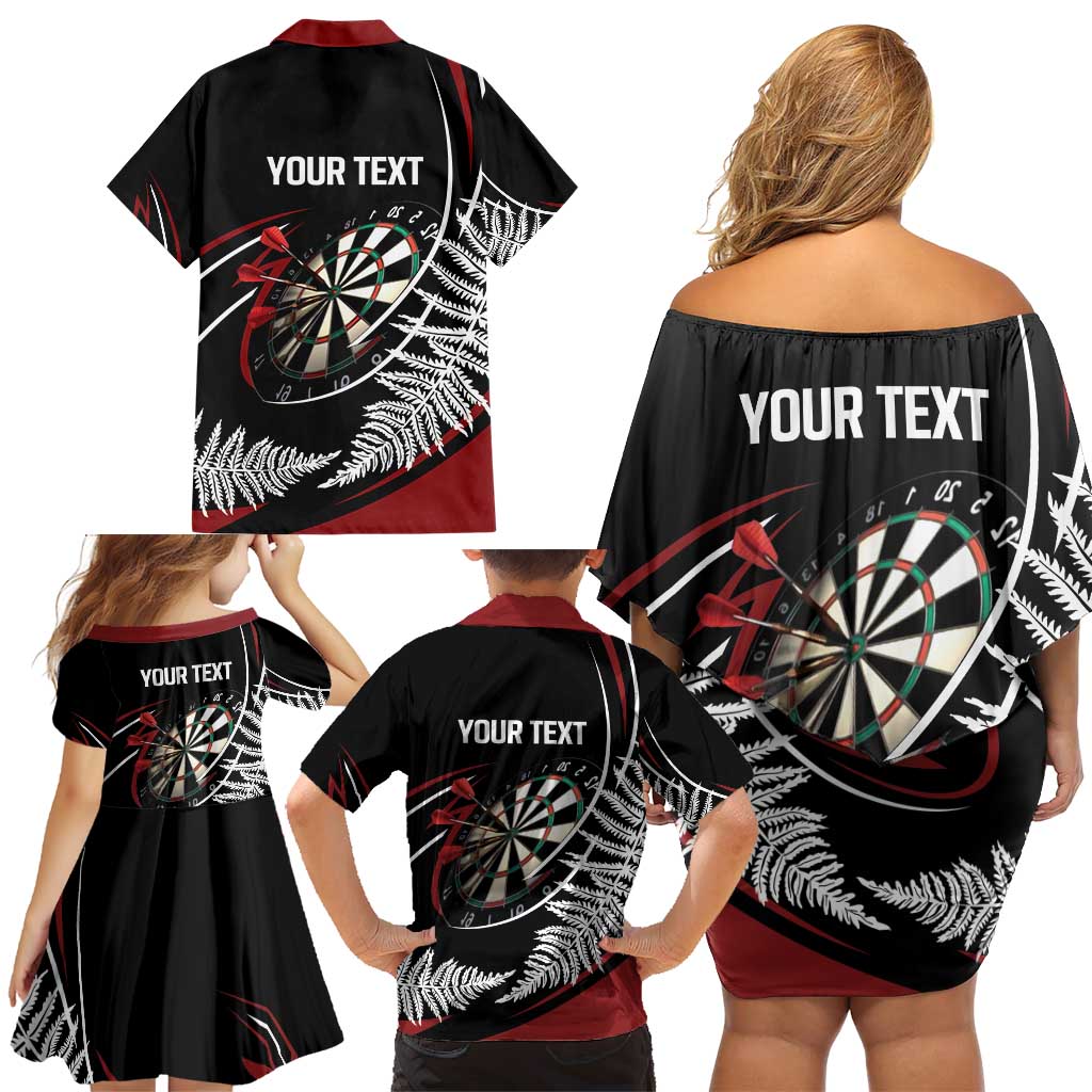 New Zealand Darts Personalised Family Matching Off Shoulder Short Dress and Hawaiian Shirt Silver Fern Dynamic LT7 - Polynesian Pride