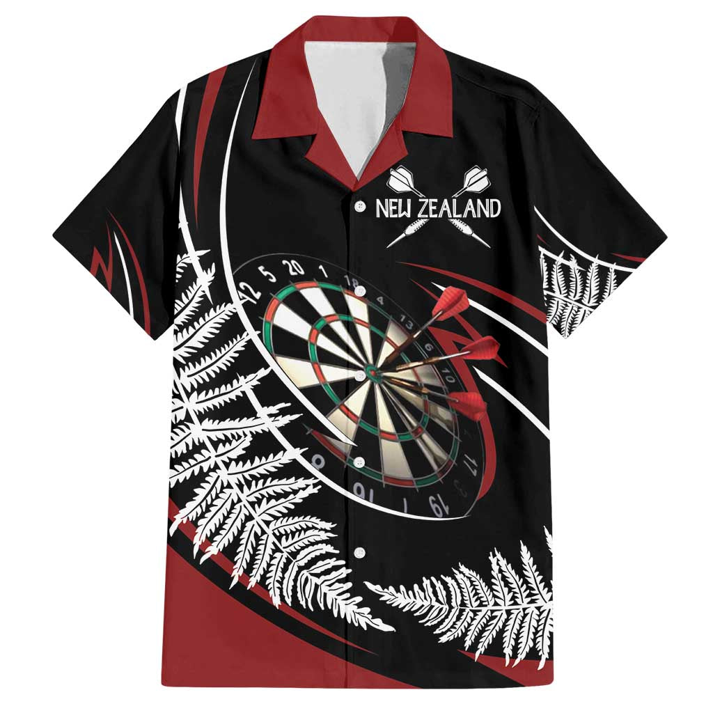 New Zealand Darts Personalised Family Matching Off Shoulder Short Dress and Hawaiian Shirt Silver Fern Dynamic LT7 Dad's Shirt - Short Sleeve Red - Polynesian Pride
