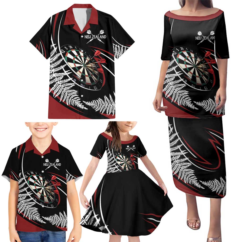 New Zealand Darts Personalised Family Matching Puletasi and Hawaiian Shirt Silver Fern Dynamic LT7 - Polynesian Pride