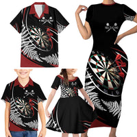 New Zealand Darts Personalised Family Matching Short Sleeve Bodycon Dress and Hawaiian Shirt Silver Fern Dynamic LT7 - Polynesian Pride