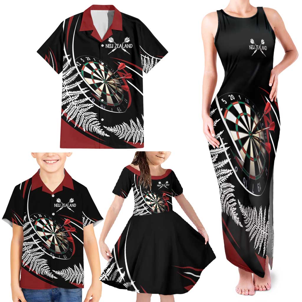 New Zealand Darts Personalised Family Matching Tank Maxi Dress and Hawaiian Shirt Silver Fern Dynamic LT7 - Polynesian Pride