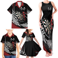 New Zealand Darts Personalised Family Matching Tank Maxi Dress and Hawaiian Shirt Silver Fern Dynamic LT7 - Polynesian Pride