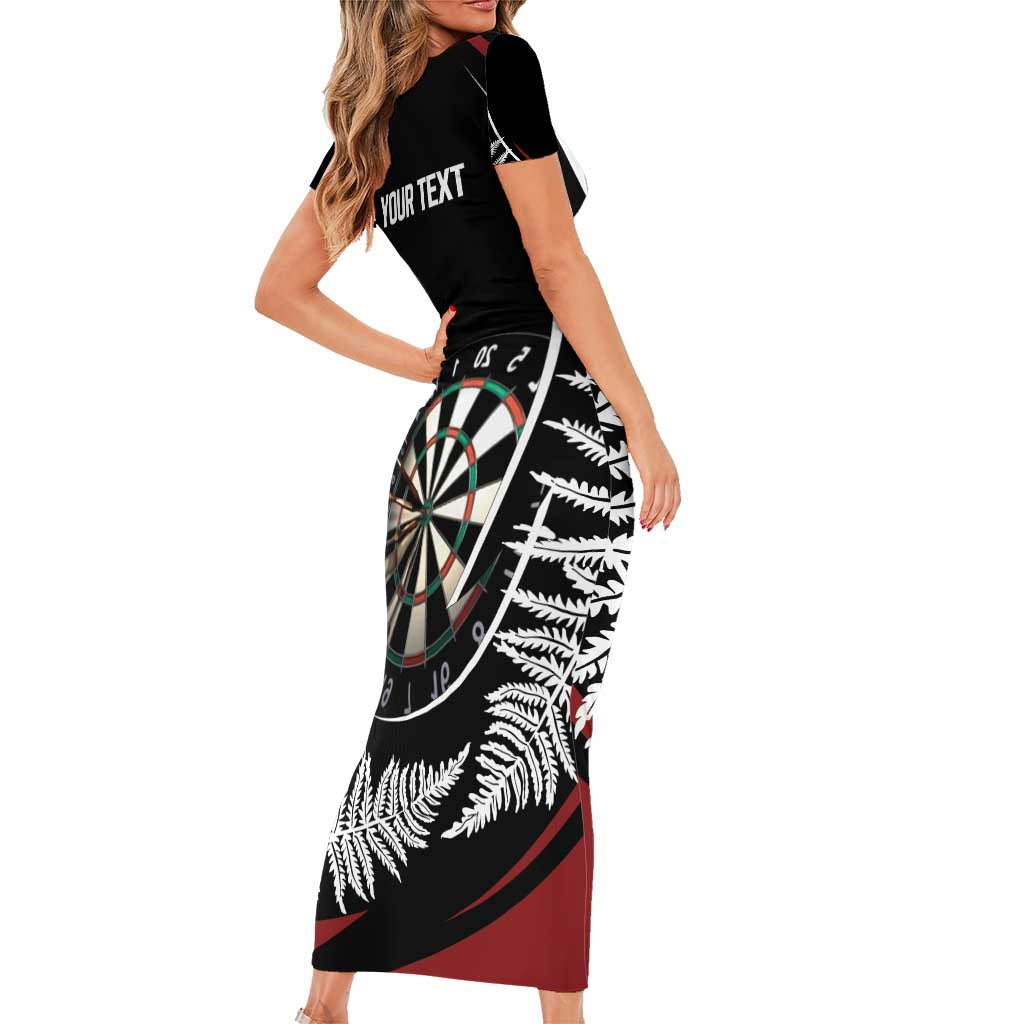 New Zealand Darts Personalised Short Sleeve Bodycon Dress Silver Fern Dynamic