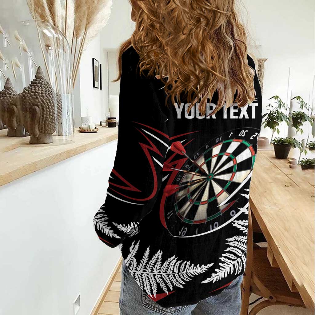 New Zealand Darts Personalised Women Casual Shirt Silver Fern Dynamic