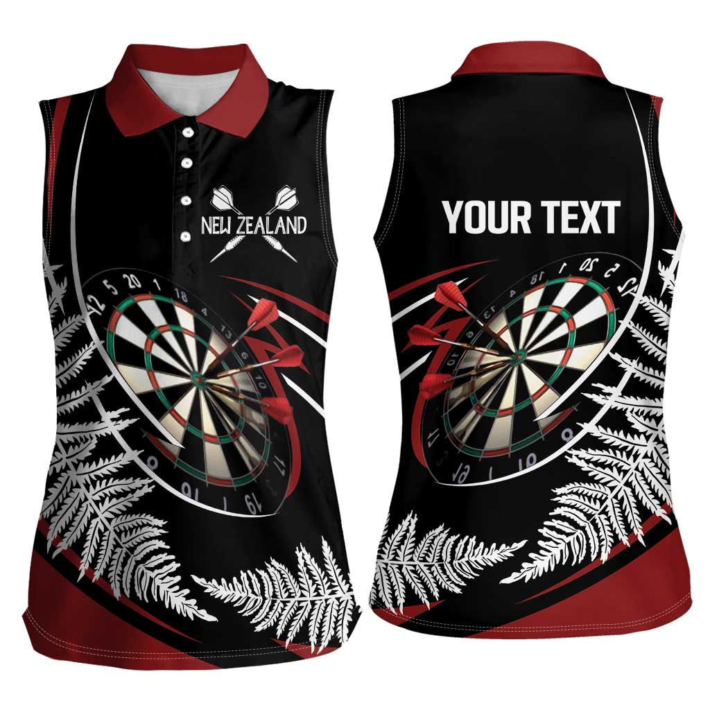 New Zealand Darts Personalised Women Sleeveless Polo Shirt Silver Fern Dynamic LT7 - Polynesian Pride