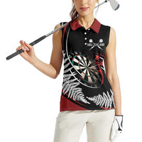 New Zealand Darts Personalised Women Sleeveless Polo Shirt Silver Fern Dynamic LT7 - Polynesian Pride