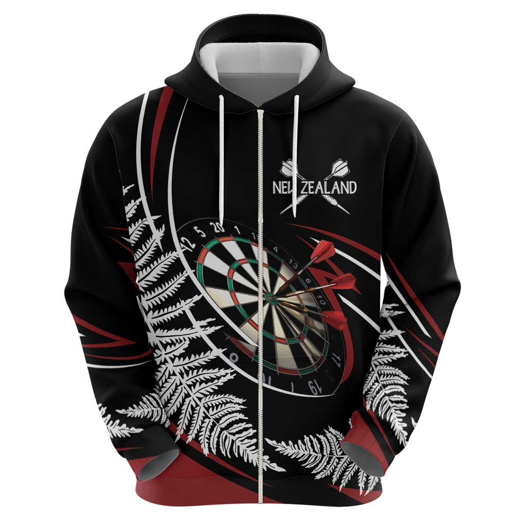New Zealand Darts Personalised Zip Hoodie Silver Fern Dynamic LT7 - Polynesian Pride