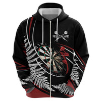 New Zealand Darts Personalised Zip Hoodie Silver Fern Dynamic LT7 - Polynesian Pride