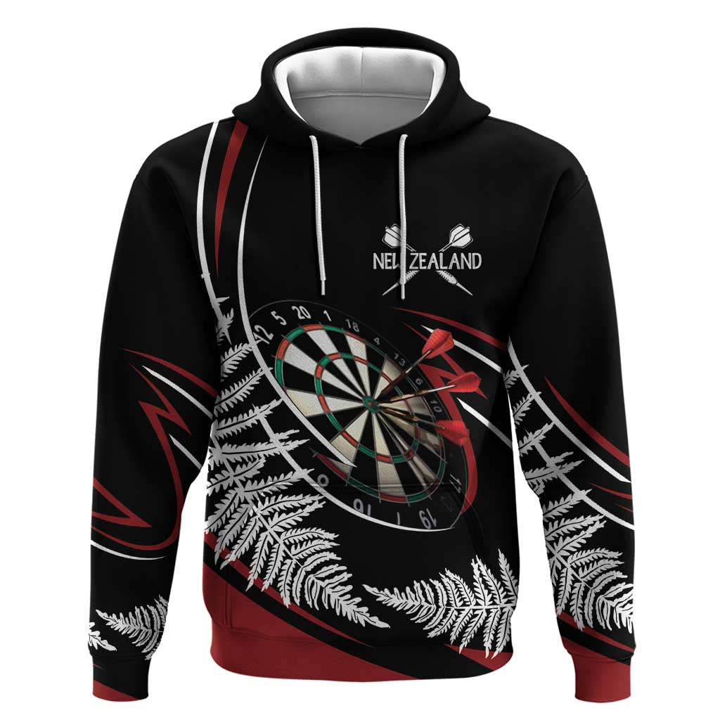 New Zealand Darts Personalised Zip Hoodie Silver Fern Dynamic LT7 Pullover Hoodie Red - Polynesian Pride