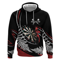 New Zealand Darts Personalised Zip Hoodie Silver Fern Dynamic LT7 Pullover Hoodie Red - Polynesian Pride