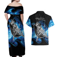 Maori Matariki Te Araroa Paikea Starry Couples Matching Off Shoulder Maxi Dress and Hawaiian Shirt Tangaroa Whakatauki LT7 - Polynesian Pride