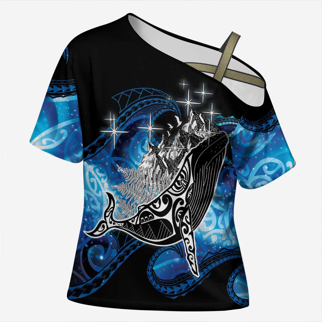 Maori Matariki Te Araroa Paikea Starry Cross Shoulder Shirt Tangaroa Whakatauki
