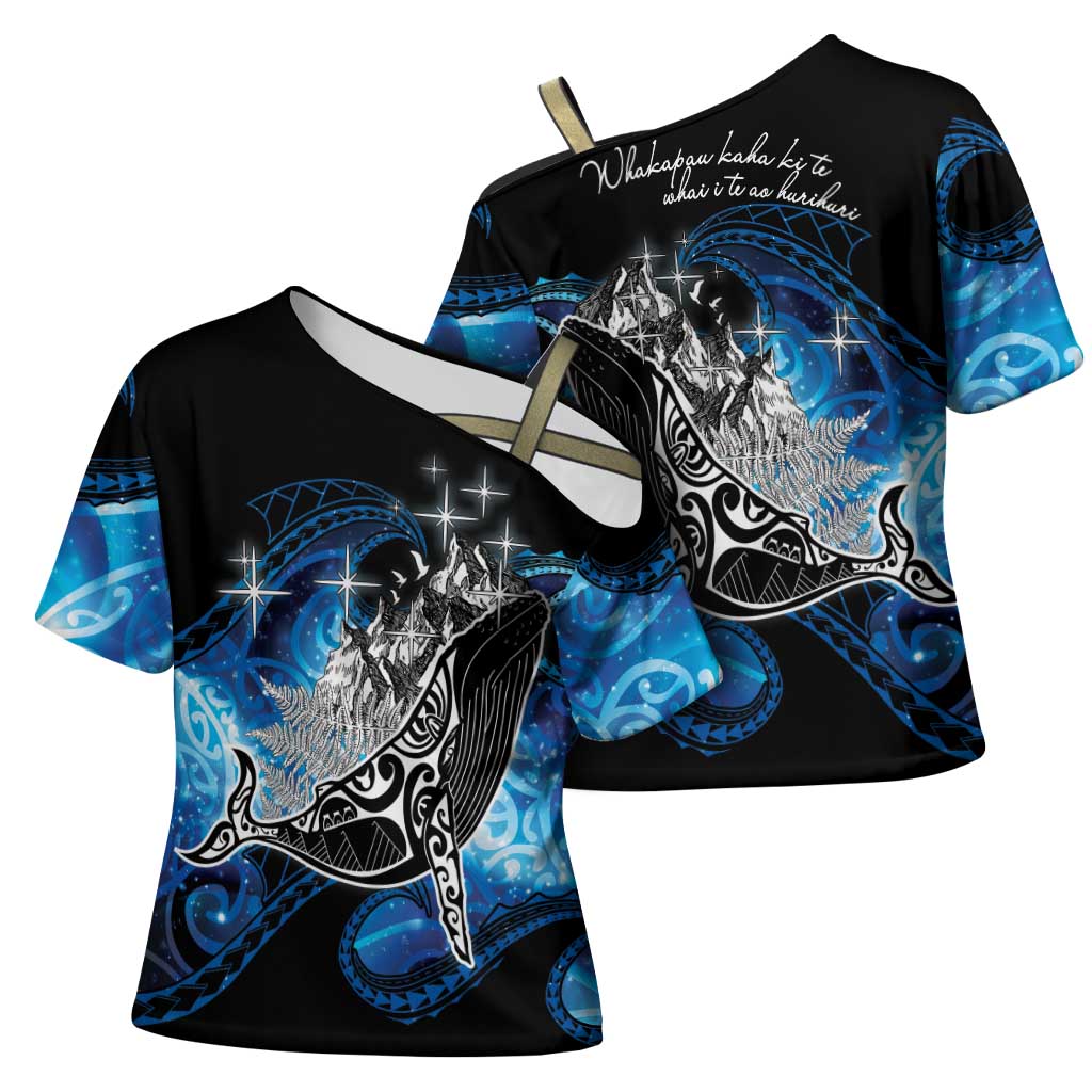 Maori Matariki Te Araroa Paikea Starry Cross Shoulder Shirt Tangaroa Whakatauki