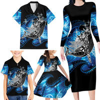 Maori Matariki Te Araroa Paikea Starry Family Matching Long Sleeve Bodycon Dress and Hawaiian Shirt Tangaroa Whakatauki LT7 - Polynesian Pride
