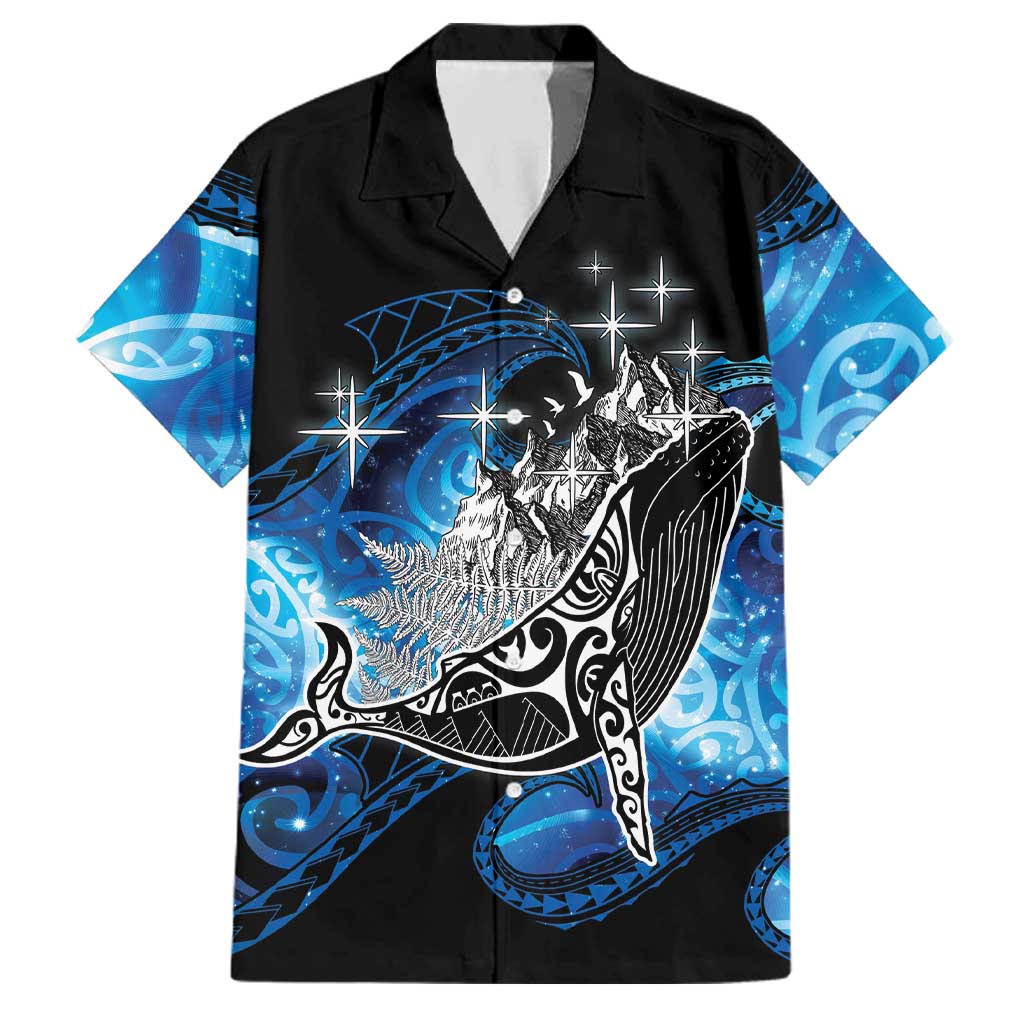 Maori Matariki Te Araroa Paikea Starry Family Matching Mermaid Dress and Hawaiian Shirt Tangaroa Whakatauki LT7 Dad's Shirt - Short Sleeve Black - Polynesian Pride