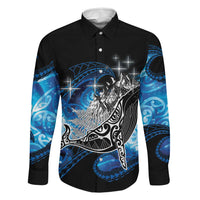 Maori Matariki Te Araroa Paikea Starry Family Matching Puletasi and Hawaiian Shirt Tangaroa Whakatauki LT7 Dad's Shirt - Long Sleeve Black - Polynesian Pride