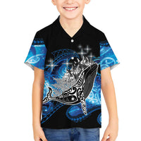 Maori Matariki Te Araroa Paikea Starry Family Matching Summer Maxi Dress and Hawaiian Shirt Tangaroa Whakatauki LT7 Son's Shirt Black - Polynesian Pride