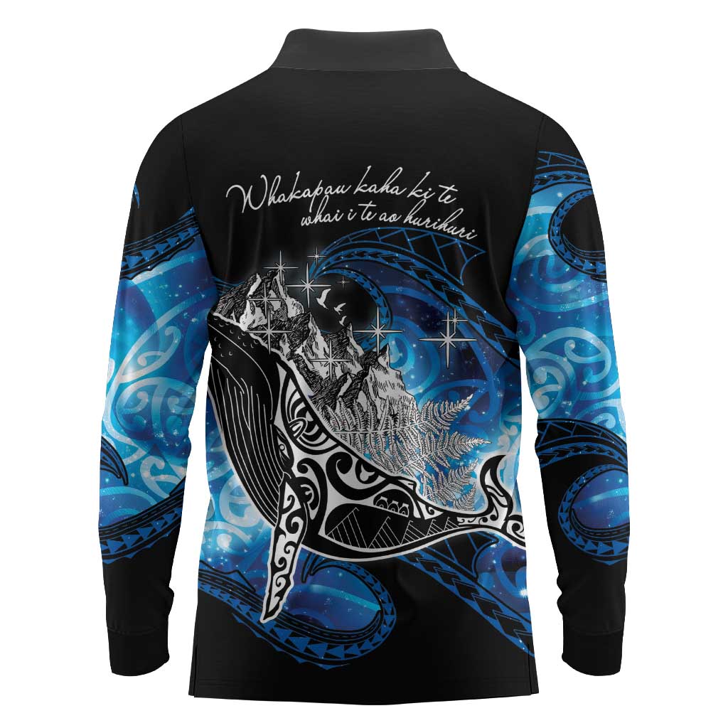 Maori Matariki Te Araroa Paikea Starry Long Sleeve Polo Shirt Tangaroa Whakatauki