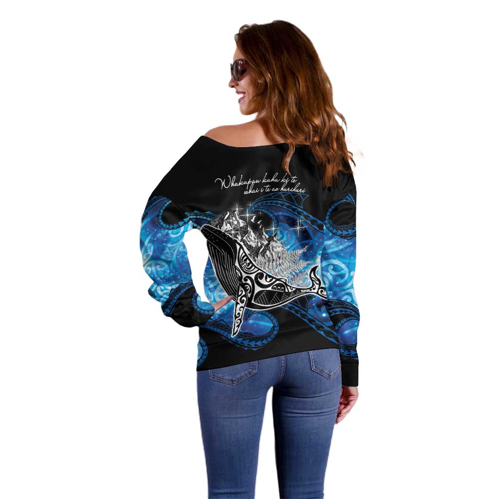 Maori Matariki Te Araroa Paikea Starry Off Shoulder Sweater Tangaroa Whakatauki