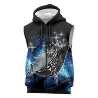 Maori Matariki Te Araroa Paikea Starry Sleeveless Zip Hoodie Tangaroa Whakatauki LT7 Black - Polynesian Pride