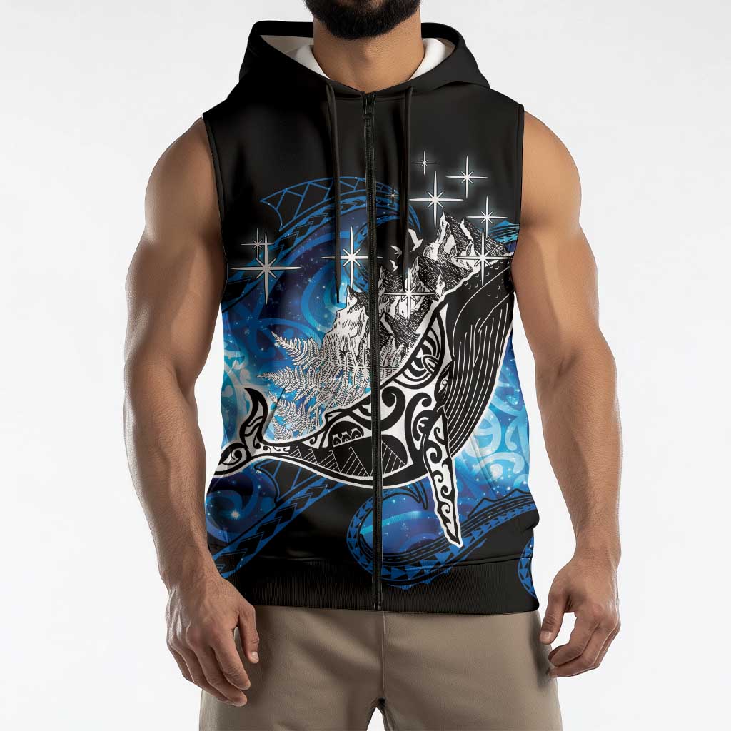Maori Matariki Te Araroa Paikea Starry Sleeveless Zip Hoodie Tangaroa Whakatauki LT7 - Polynesian Pride