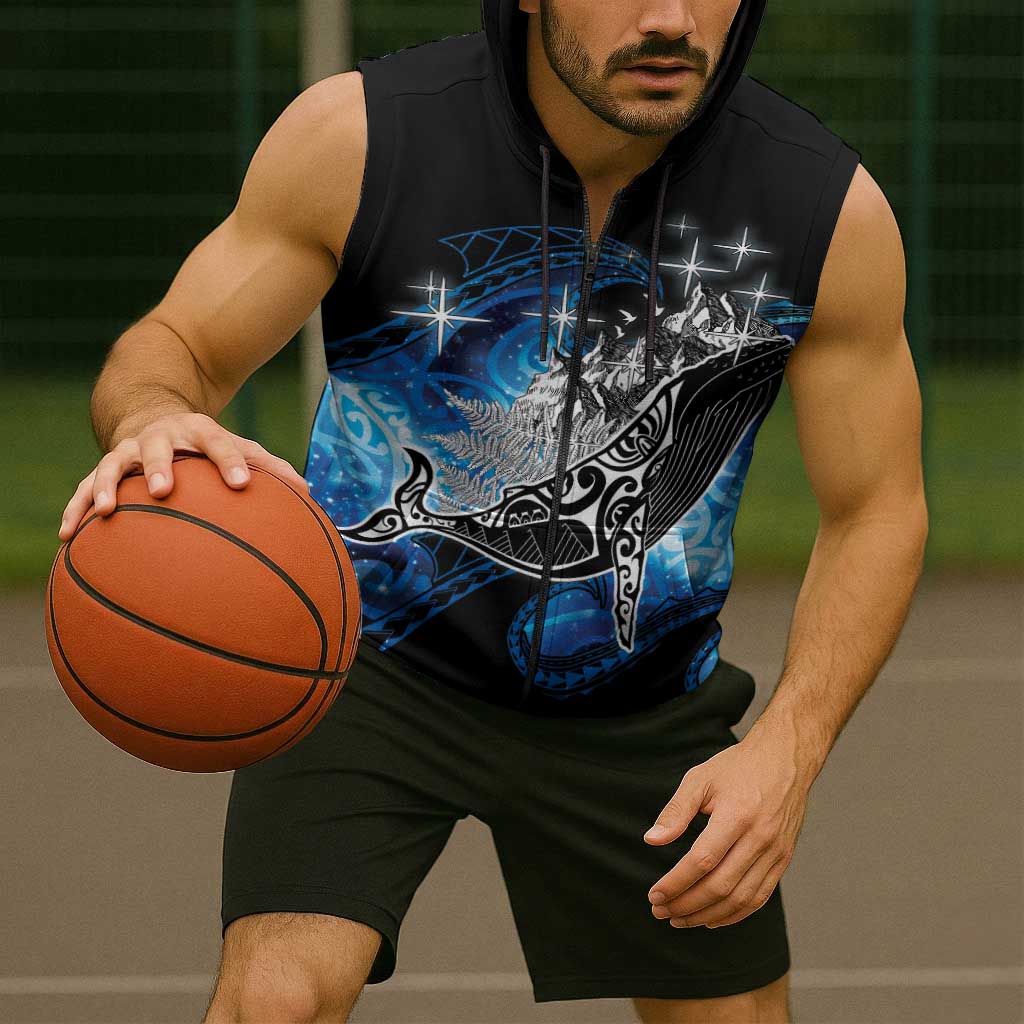 Maori Matariki Te Araroa Paikea Starry Sleeveless Zip Hoodie Tangaroa Whakatauki LT7 - Polynesian Pride