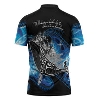 Maori Matariki Te Araroa Paikea Starry Zipper Polo Shirt Tangaroa Whakatauki