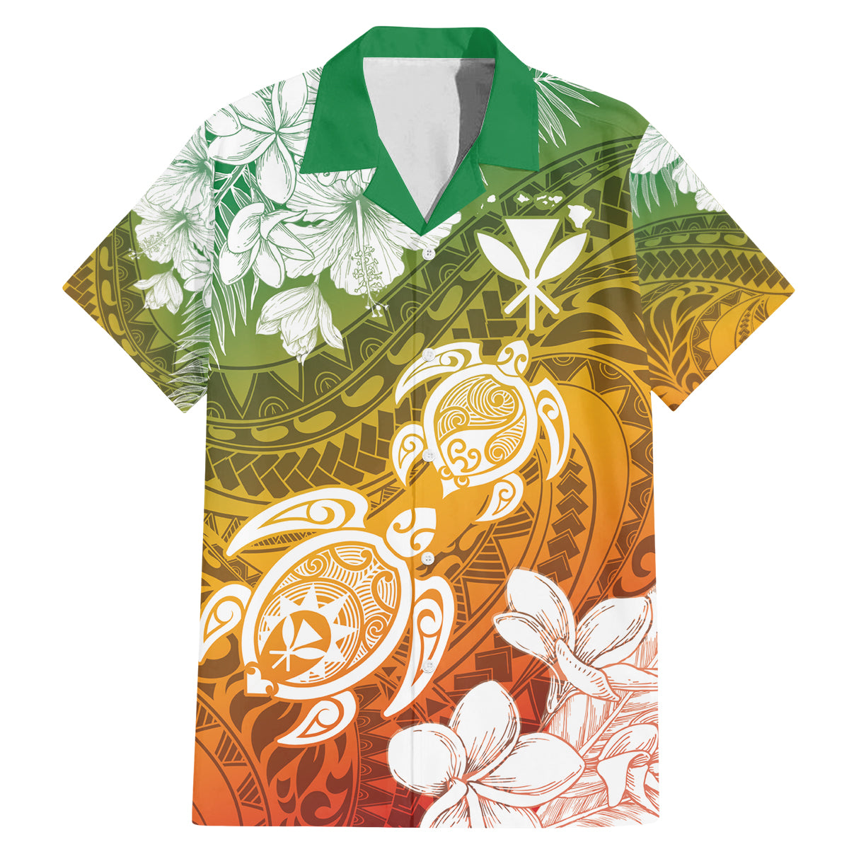 Kanaka Maoli Hawaii Flag Day Family Matching Mermaid Dress and Hawaiian Shirt Vibrant Frangipani LT7 Dad's Shirt - Short Sleeve Colorful - Polynesian Pride