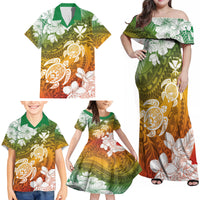 Kanaka Maoli Hawaii Flag Day Family Matching Off Shoulder Maxi Dress and Hawaiian Shirt Vibrant Frangipani LT7 - Polynesian Pride